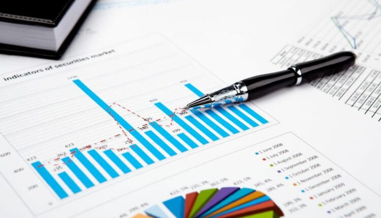 financial charts and graphs. Growth of investment linked policy.