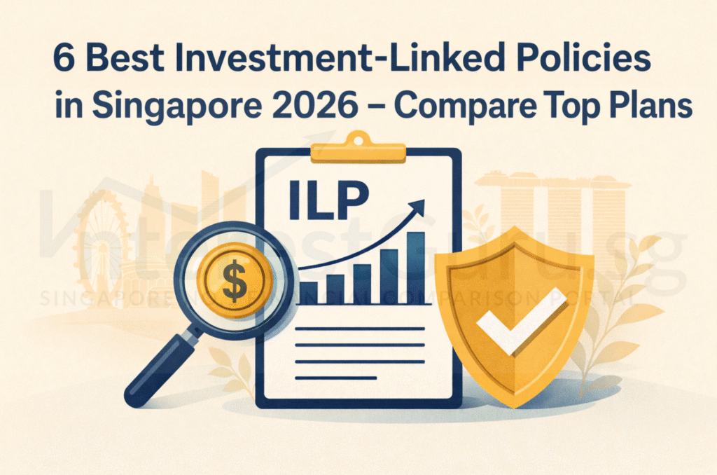 Best investment-linked policies in Singapore 2026 comparison with ILP growth chart and shield icon