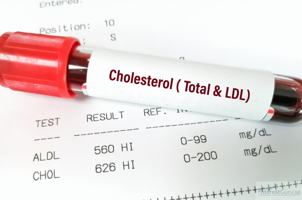 Blood pressure and cholesterol test results showing early detection
