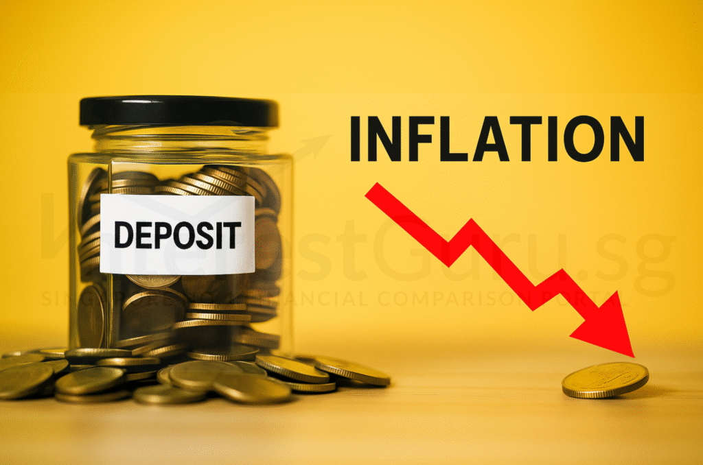 Fixed deposit savings in a jar losing value against inflation – best fixed deposit alternatives in Singapore 2025